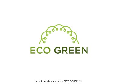 Diseño del logotipo de la tecnología verde ecológica econaturaleza de la línea de la hoja de forma redondeada