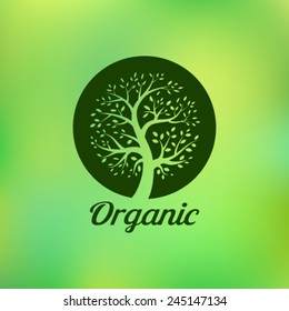 Organic green tree logo, eco emblem, ecology natural symbol, vector illustration