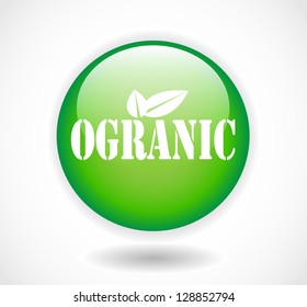 Organic green vector glossy button