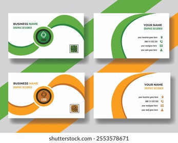 Organic Green yellow modern creative professional business card template design corporate identity design.