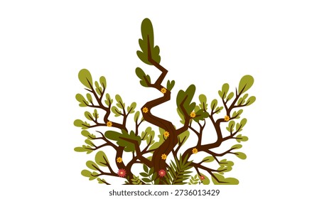organic growing shrub featuring vibrant green leaves and tiny red fruit berries