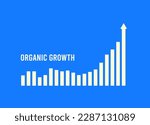 Organic growth marketing concept illustration with slowly rising volatile chart that will rise to new highs at the end. Organic growth flat design vector illustration