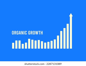 Ilustración del concepto de marketing del crecimiento orgánico con un gráfico volátil de crecimiento lento que al final alcanzará nuevos máximos. Ilustración vectorial de diseño plano