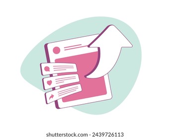 Organic Growth on Social Media. Increase views, subscriptions and likes organically without advertising. Organic social media marketing flat design isolated on white background vector illustration