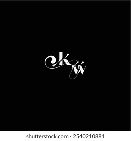 organic hairline logo wedding typography initial letter monogram style and elegant concept KW