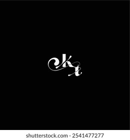 organic hairline logo wedding typography initial letter monogram style and elegant concept KT