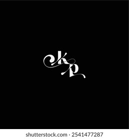 organic hairline logo wedding typography initial letter monogram style and elegant concept KP