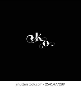organic hairline logo wedding typography initial letter monogram style and elegant concept KO