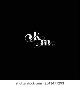 organic hairline logo wedding typography initial letter monogram style and elegant concept KM