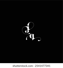 organic hairline logo wedding typography initial letter monogram style and elegant concept JQ