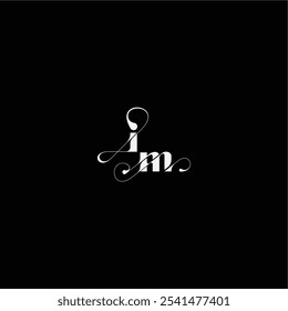 organic hairline logo wedding typography initial letter monogram style and elegant concept IM