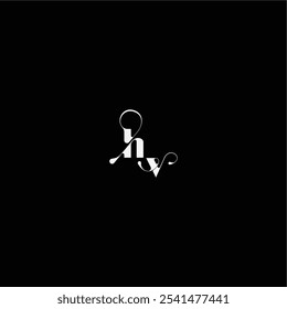 organic hairline logo wedding typography initial letter monogram style and elegant concept HV