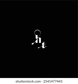 organic hairline logo wedding typography initial letter monogram style and elegant concept HT