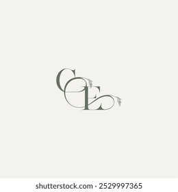 logotipo orgânico do cabelo CE elegante e elegante logotipo casamento conceito monograma carta