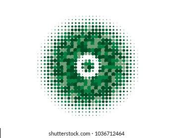 Organic halftone circles, dots pattern, vector, grunge. Comic texture background. Monochrome half-tone. Circle halftone Dots, green geometric gradient for pop art designs.