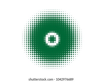 Organic halftone circles, dots pattern, vector, grunge. Comic texture background. Monochrome half-tone. Circle halftone Dots, green geometric gradient for pop art designs.