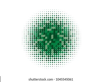 Organic halftone circles, dots pattern, vector, grunge. Comic texture background. Monochrome half-tone. Circle halftone Dots, green geometric gradient for pop art designs.