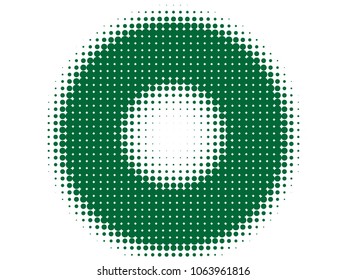 Organic halftone circles, dots pattern, vector, grunge. Comic texture background. Monochrome half-tone. Circle halftone Dots, green geometric gradient for pop art designs.