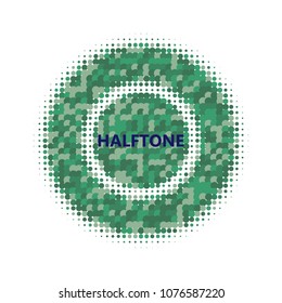 Organic halftone circles, dots pattern, vector, grunge. Comic texture background. Monochrome half-tone. Circle halftone Dots, green geometric gradient for pop art designs.