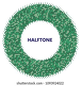 Organic halftone circles, dots pattern, vector, grunge. Comic texture background. Monochrome half-tone. Circle halftone Dots, green geometric gradient for pop art designs.