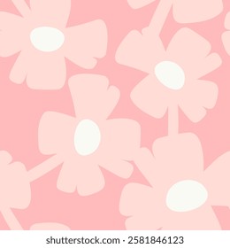 organic hand drawn abstract floral natural shapes soft pink seamless pattern 