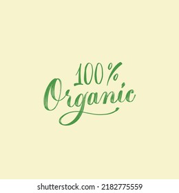 Organic hand drawn brush style modern calligraphy. Handwritten lettering logo, label, badge, emblem for organic food, products packaging, farmer market, eco labels, vegan shop, vegitarian cafe. Vector