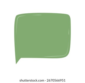 Icono de burbuja dibujado a mano orgánico con forma de rectángulo redondeado. Comentario de voz con diálogo, mensaje y elemento de texto de chat en un estilo doodle, adecuado para la conversación o la comunicación en redes sociales.