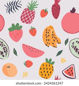 Organic hand drawn fruits pattern