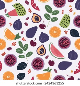 Organic hand drawn fruits pattern