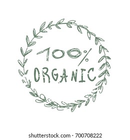 Organic hand drawn label, vector.