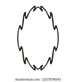 Marco óvalo dibujado a mano orgánica. Decoración vectorial aislada de fondo blanco. 