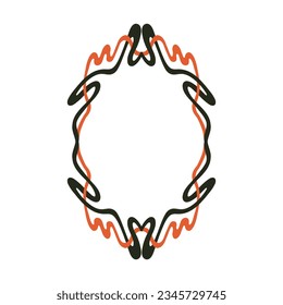 Marco óvalo dibujado a mano orgánica. Decoración vectorial de inspiración vintage. Aislado sobre fondo blanco.