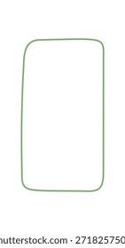Organic hand drawn rectangle outline frame with smooth line and green border. Creative quote template for graphic element use as modern background, card, or minimal invitation design.