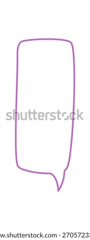 Organic hand drawn speech bubble outline rectangle. Textbox for chat and talk, message or comment box with circle detail. Outline style supports communication and dialogue in simple visual format.