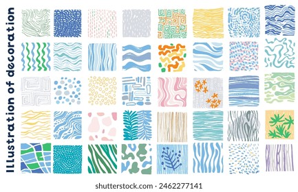 Organic hand drawn texture illustration set