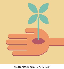 Organic hand with flower