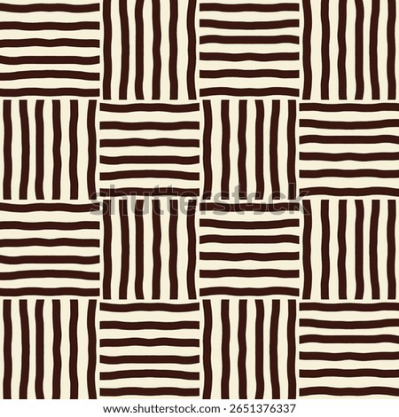 Organic Hand-Drawn Scribble Squares with Hand-Drawn Stripes 