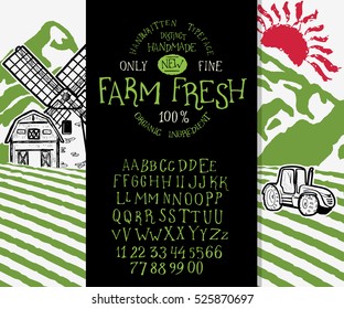 Organic handwritten font FARM FRESH.