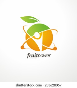 Organic Health Food Vector Logo Concept. Nutrition And Diet Unique Symbol Design. Green Healthy Life Creative Icon. Fruit And Vegetable Sign Template.