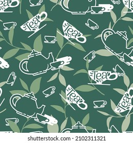 Organic Healthy Delicious Green Tea Vector Graphic Seamless Pattern can be use for background and apparel design