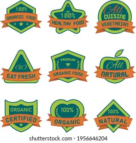 organic and healthy food badges vector, easy to modify