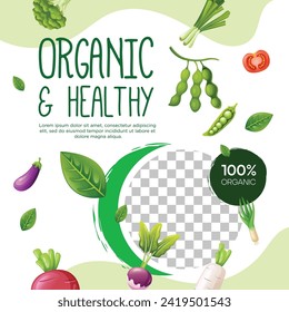 Organic and healthy food template social media post design