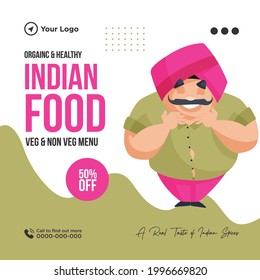 Organic and healthy Indian food banner design template.