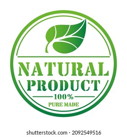 Organic, healthy natural and eco product  label illustration