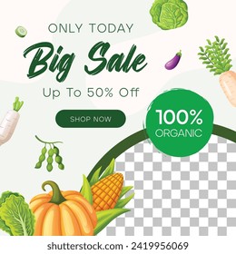 Organic and healthy social media post template design