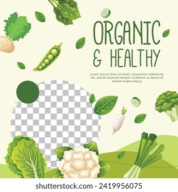 Organic and healthy social media post template design