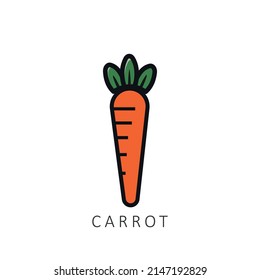 organic and healthy vegetables. carrot logo. editable vector design. on white background.
