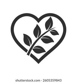 Organic Heart and Leaf Vector Design.
