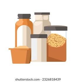 Organic herb jar, fresh seeds, healthy eating icon isolated