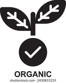organic, herbal, natural, pure, certified organic, eco friendly, ecology expanded solid glyph icon for web mobile app presentation printing
